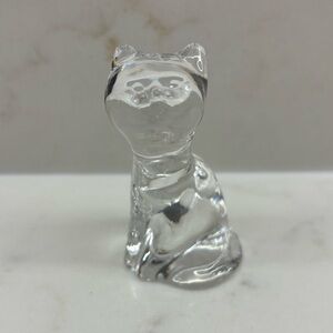 Clear Solid Glass Stylized Sitting Cat Figurine Paperweight